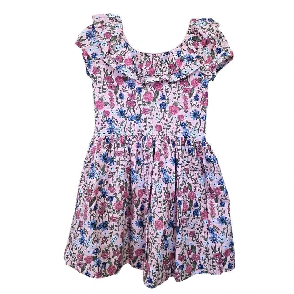 Scotch & Soda Dress Girls 10/12 Pink Floral Ruffle Fit & Flare Party Spring